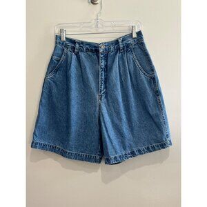VTG GV Blue Jeans Denim Mom Shorts Womens 10 Blue High Rise Pleated 90s